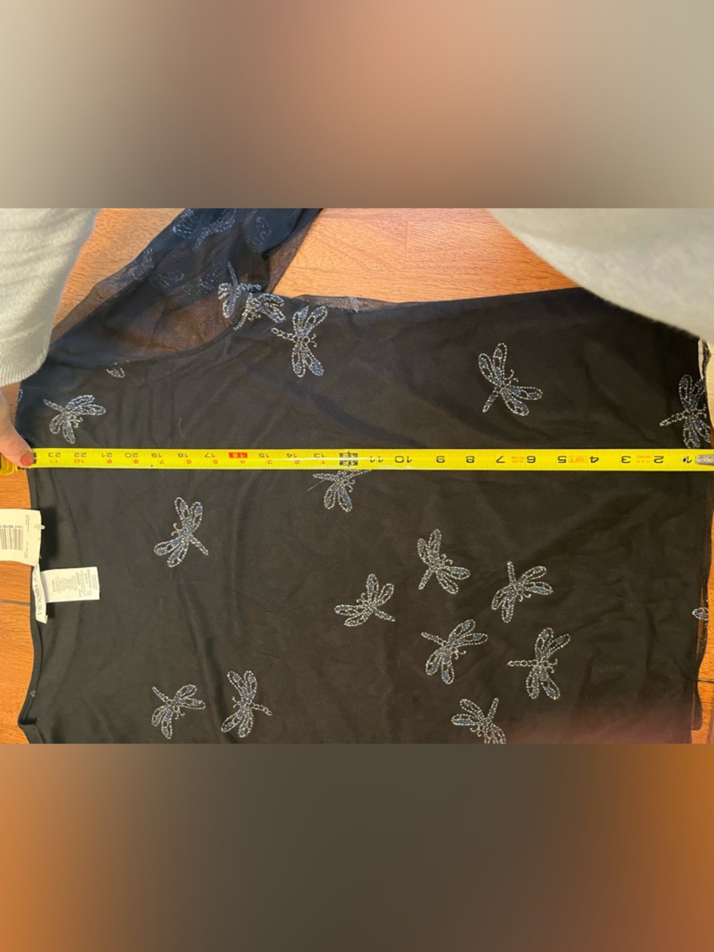 Victoria Jones Black Mesh Top with Silver Dragonfly Embellishments - Picture 10 of 12